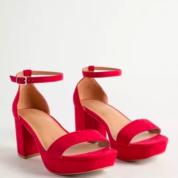 Red Platform Block Heel - Picture 1 of 4